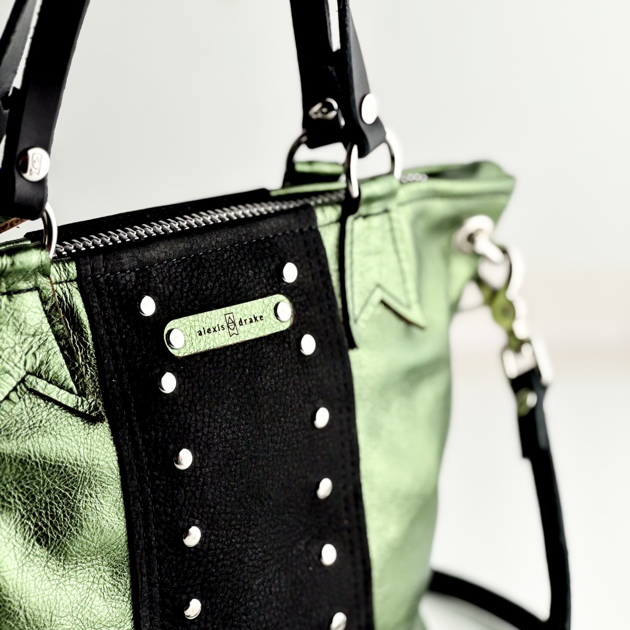 Midnight in Paris Collection | Coco Satchel + Crossbody | Emerald + Noir Suede