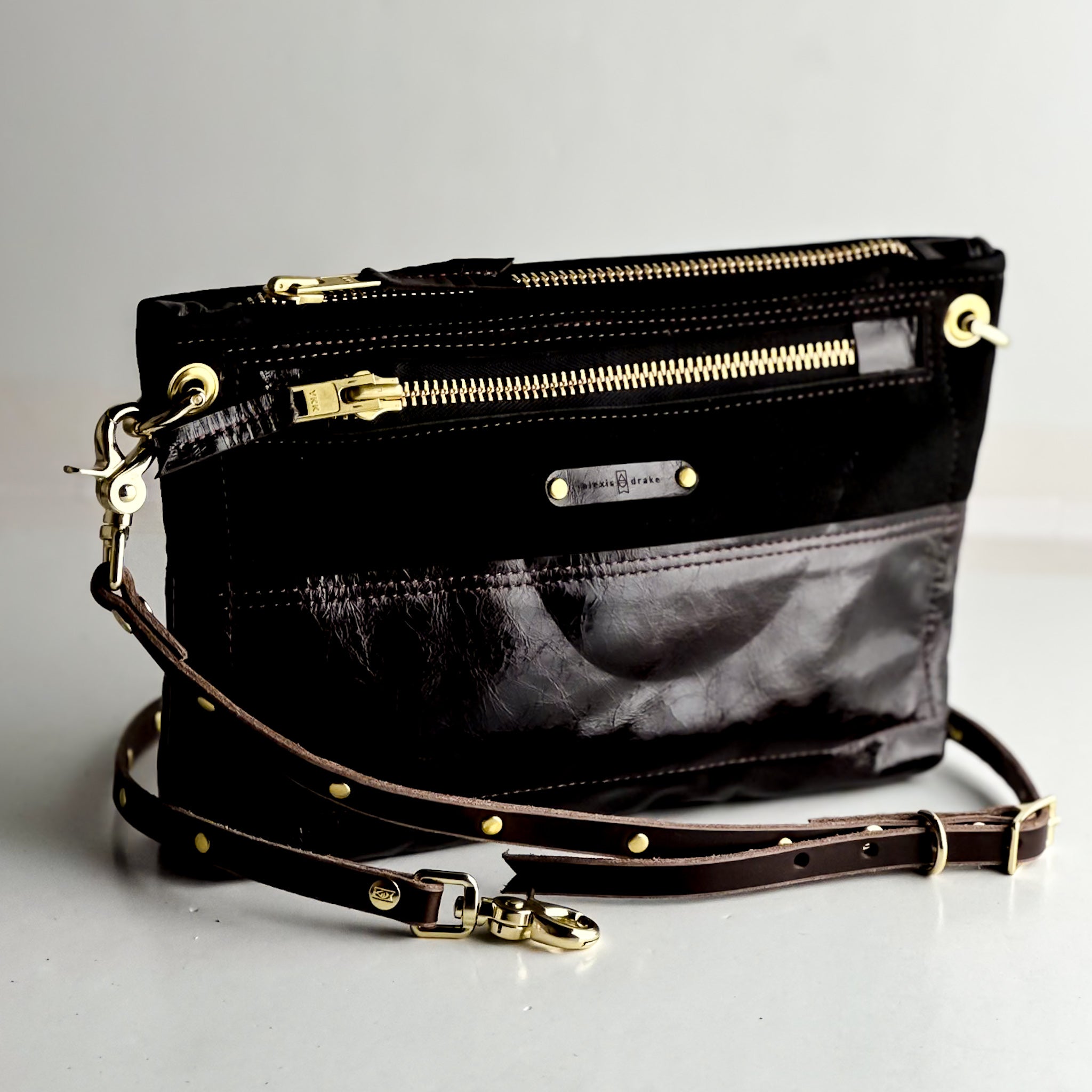 Midnight in Paris Collection | Sophie Crossbody | Noir Suede + Chocolate Truffle