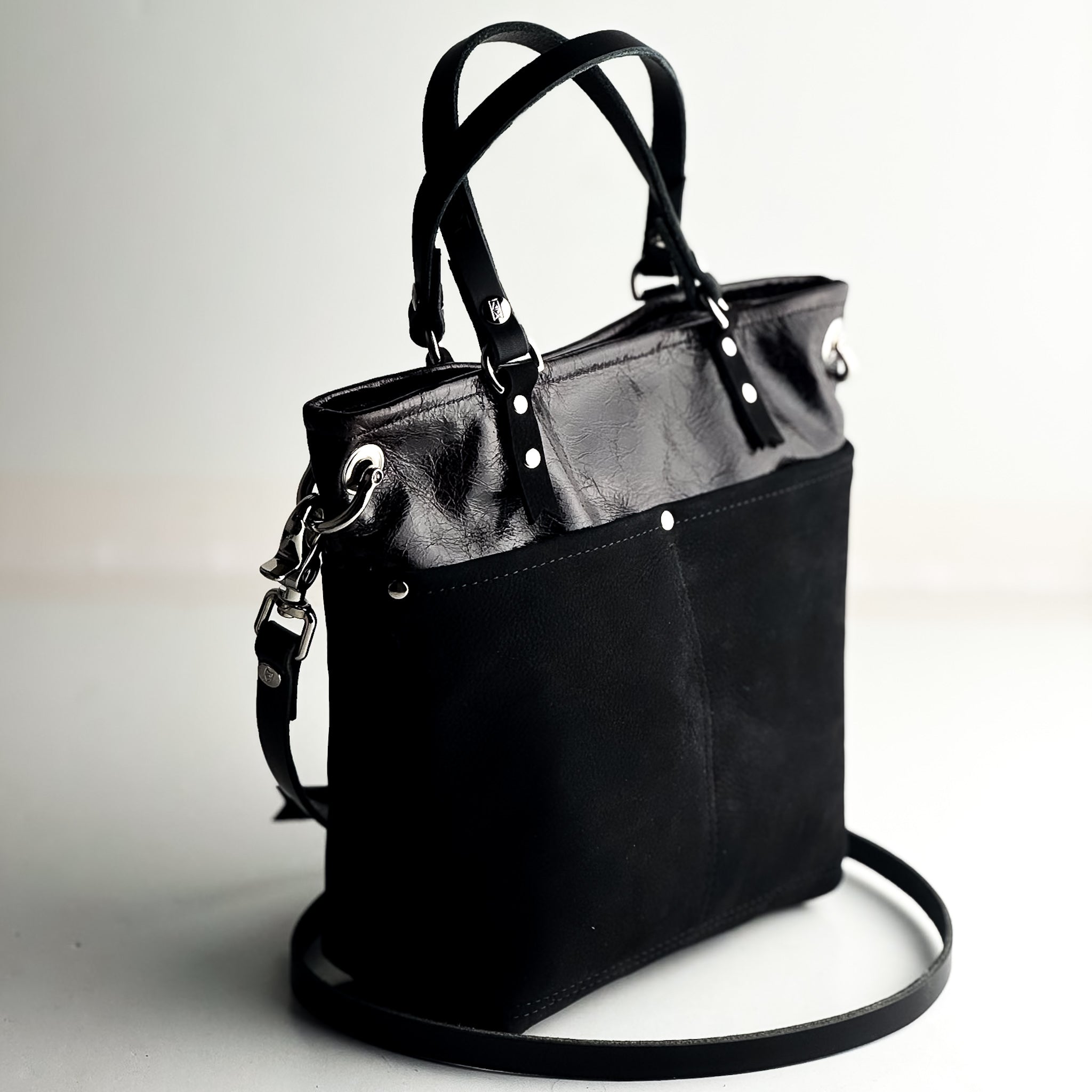 Midnight in Paris Collection | Amika Satchel + Crossbody | Chocolate Truffle + Noir Suede