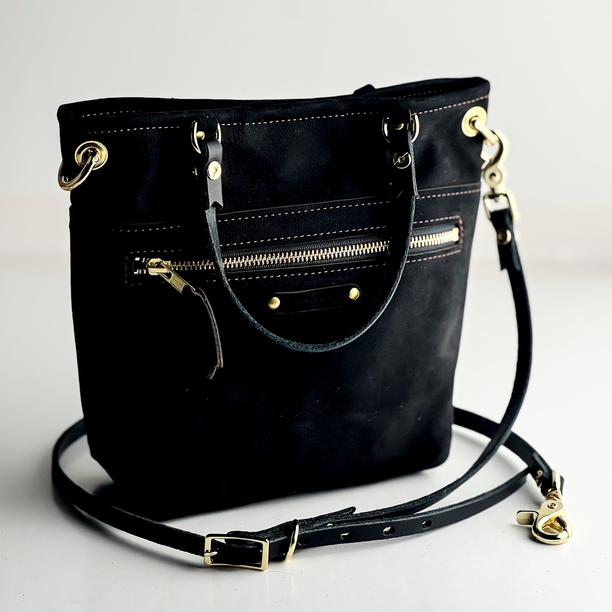 Midnight in Paris Collection | Amika Satchel + Crossbody | Noir Suede