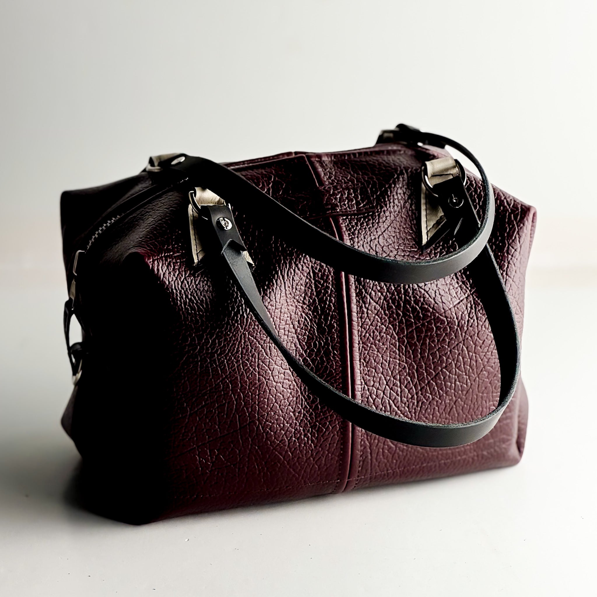 French Collection | Ruthie Satchel + Shoulder Tote | Rugged Burgundy