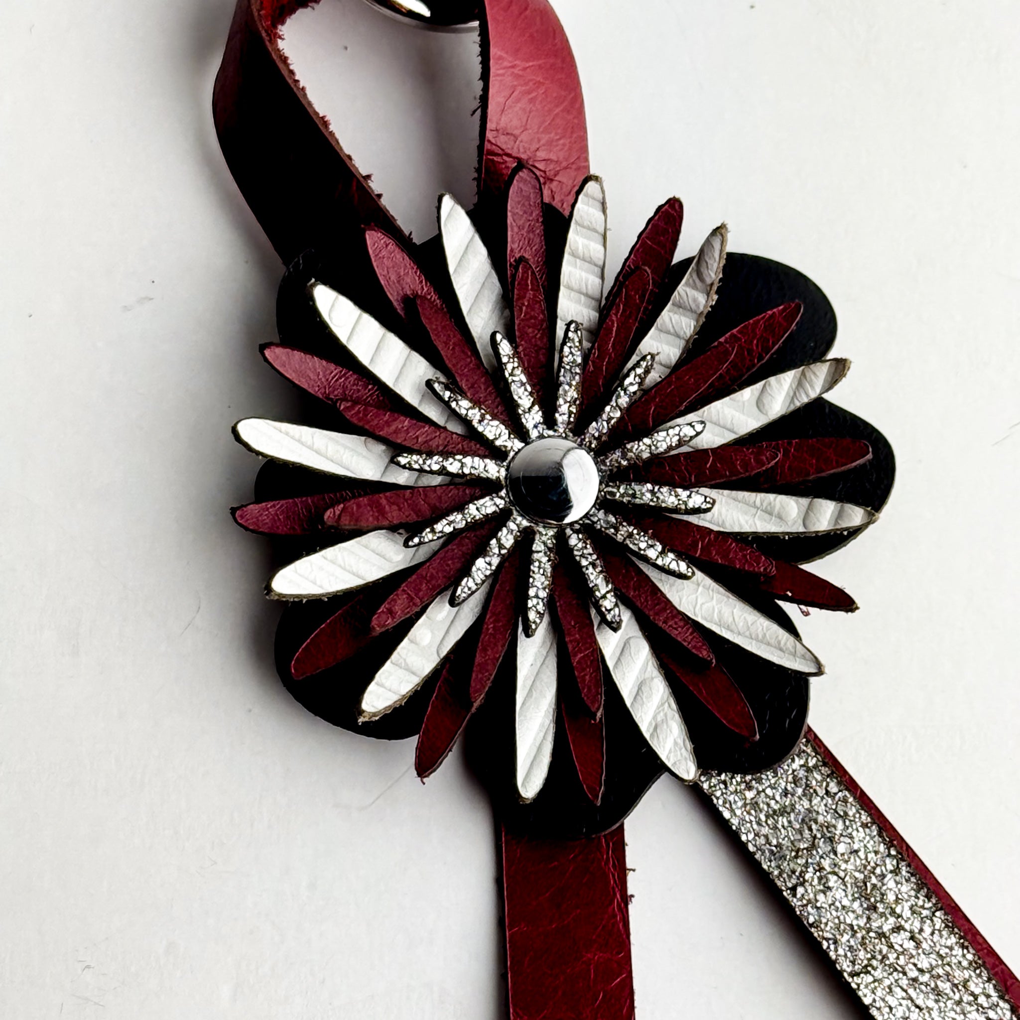 Keychain | Flower Floof Bag Charm | Various Reds