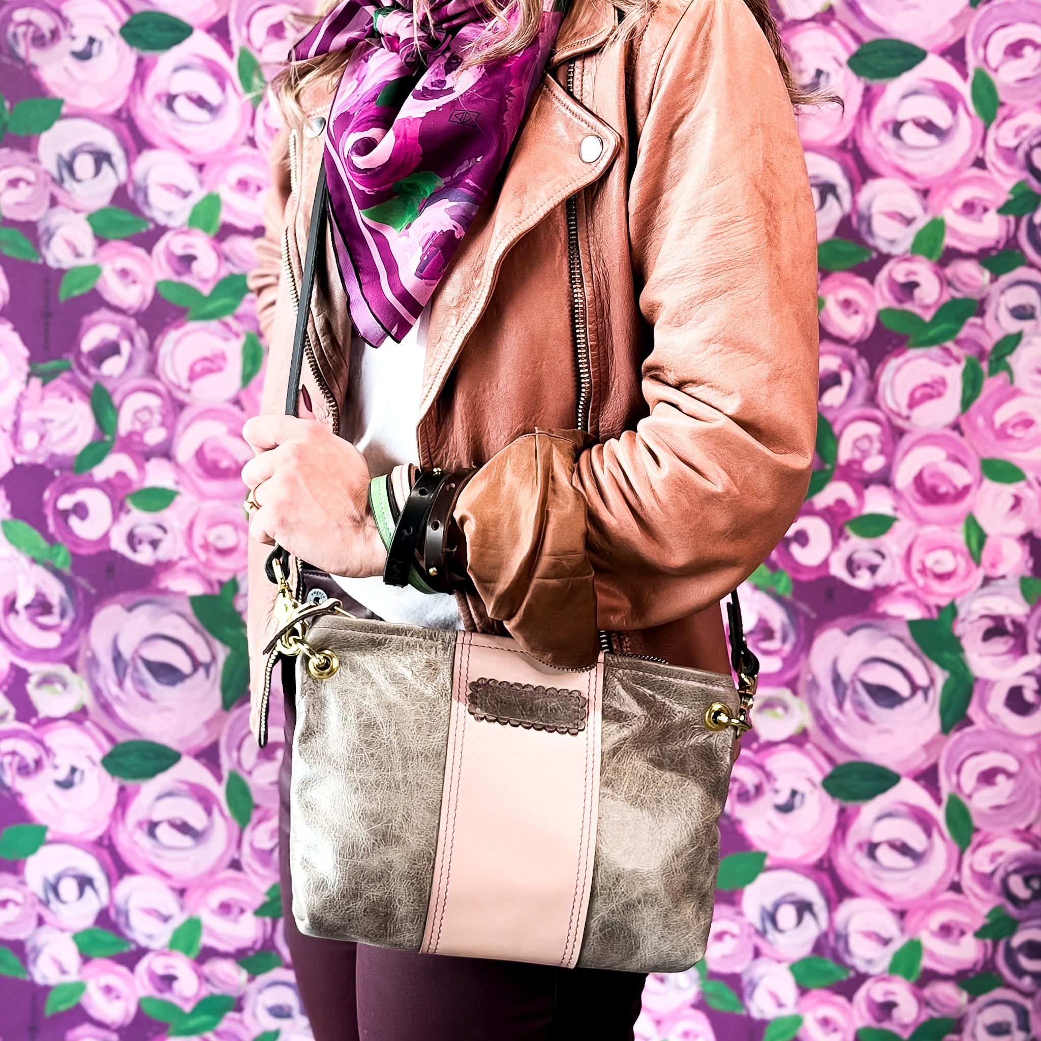 Wild Bloom Collection | Tourist Crossbody | Fog + Rosewater Pink