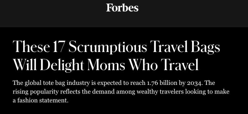 Forbes Feature | Travel Bags for Moms