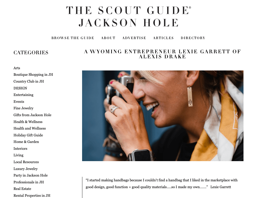 MEDIA FEATURE | The Scout Guide Jackson Hole - Alexis Drake