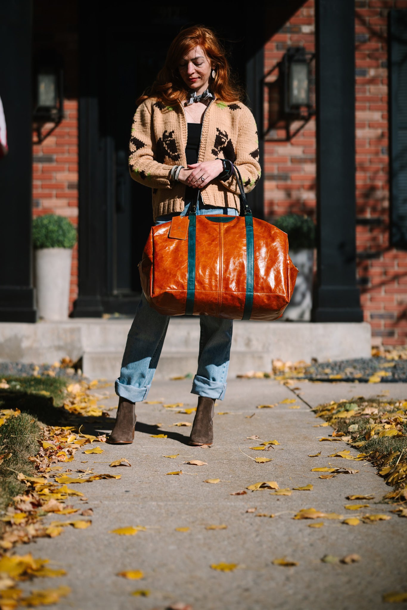 Western Woods Collection | Jackson Travel Duffel | Bourbon + Teal Spruce