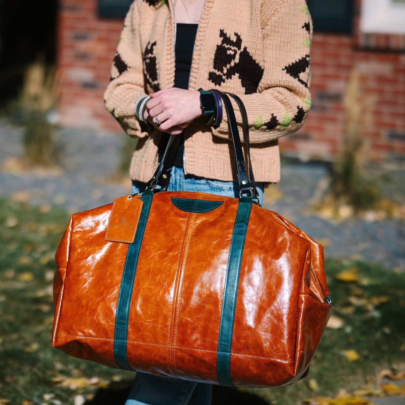 Western Woods Collection | Jackson Travel Duffel | Bourbon + Teal Spruce