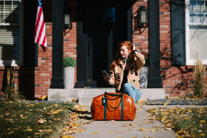 Western Woods Collection | Jackson Travel Duffel | Bourbon + Teal Spruce