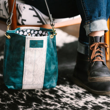 Western Woods Collection | Tivoli Shoulder Tote | Teal Spruce + Winter Python