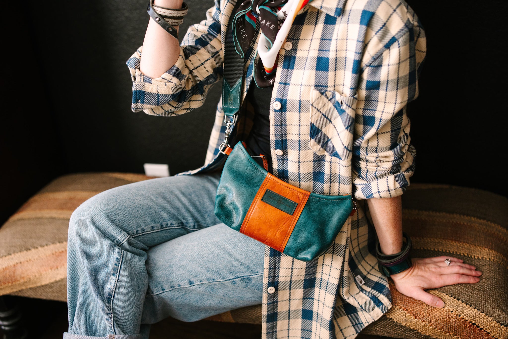 Western Woods Collection | Penelope Crossbody | Teal Spruce + Bourbon