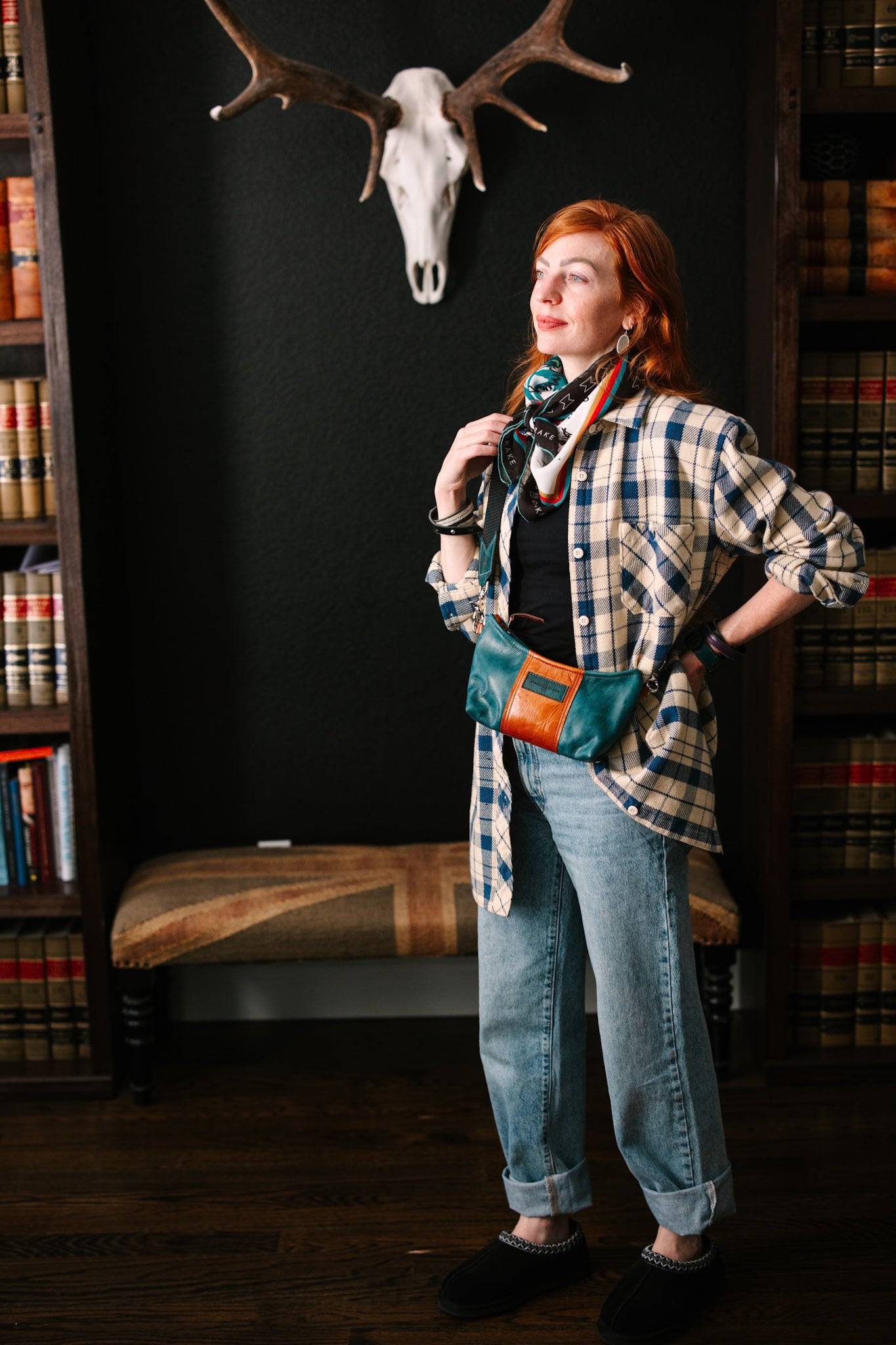 Western Woods Collection | Penelope Crossbody | Teal Spruce + Bourbon