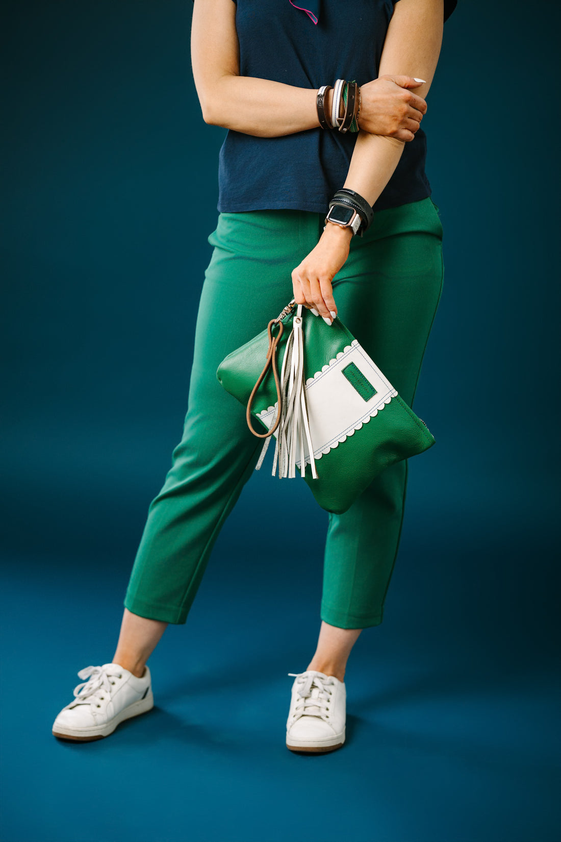 Polished Prep Collection | Jackie Clutch | Boxwood Green + Nantucket White