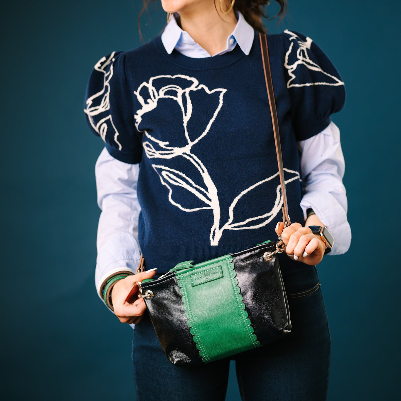 Polished Prep Collection | Tourist Crossbody | Coastal Navy + Boxwood Green