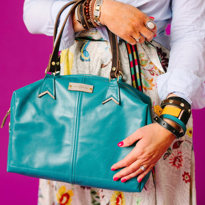 Relaxed Riviera Collection | Eliza Satchel + Shoulder Tote | Lagoon Blue