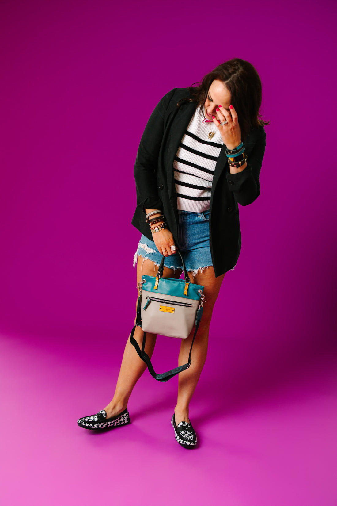 Relaxed Riviera Collection | Amika Satchel + Crossbody | Lagoon Blue + Linen Gray