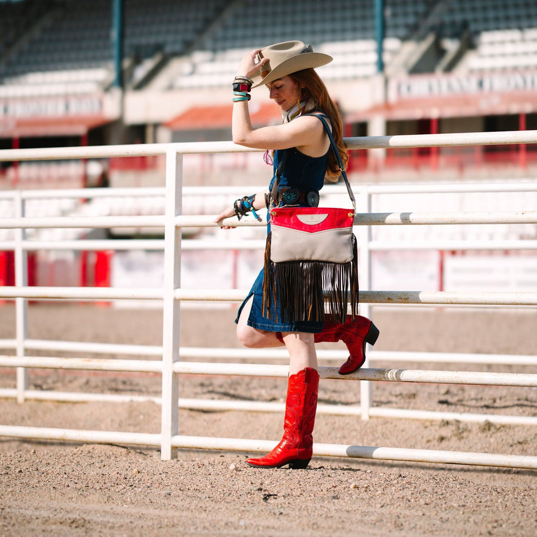 Arena Tradition Collection | Jackie Crossbody | Wildrose + Stone Gray