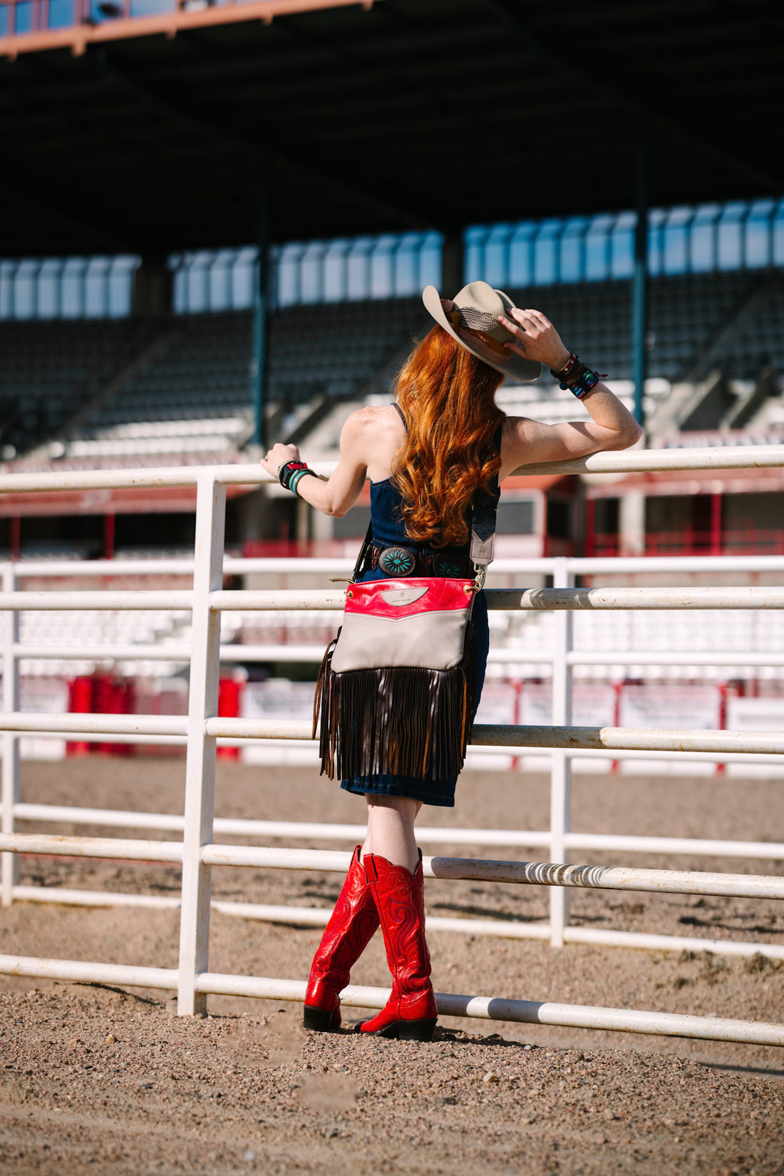 Arena Tradition Collection | Jackie Crossbody | Wildrose + Stone Gray