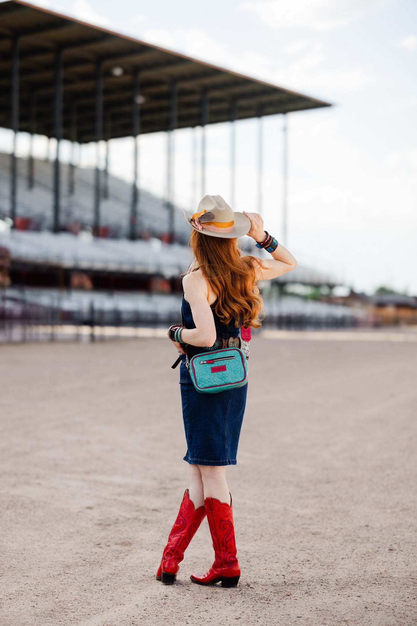 Arena Tradition Collection | Maeve Crossbody | Cactus Ostrich + Wildrose