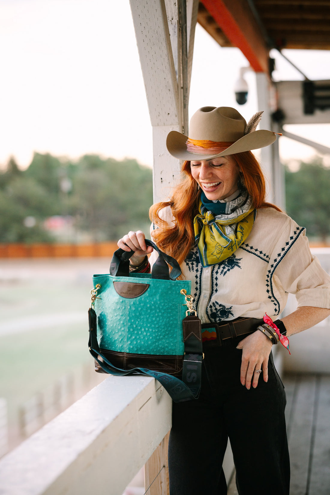 Arena Tradition Collection | Tivoli Shoulder Tote | Cactus Ostrich + Rocky