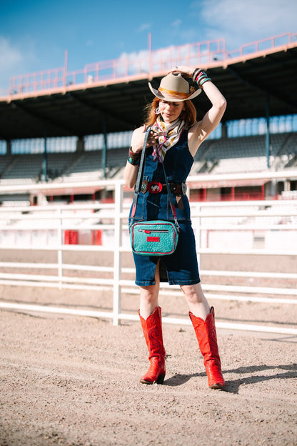 Arena Tradition Collection | Maeve Crossbody | Cactus Ostrich + Wildrose