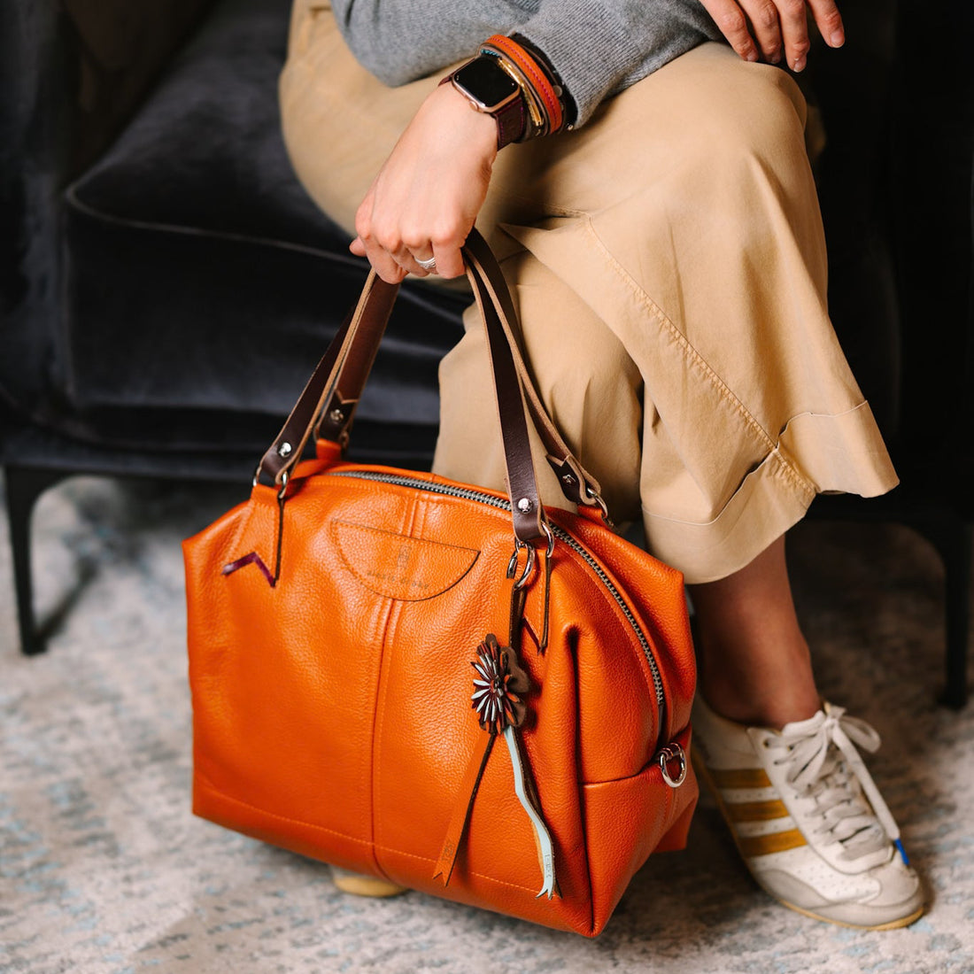 Autumn Reverie Collection | Eliza Satchel + Shoulder Tote | Rust Pebble