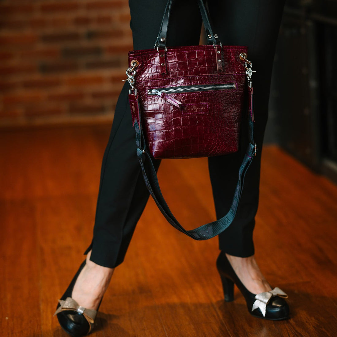 Autumn Reverie Collection | Amika Satchel + Crossbody | Plum Croc