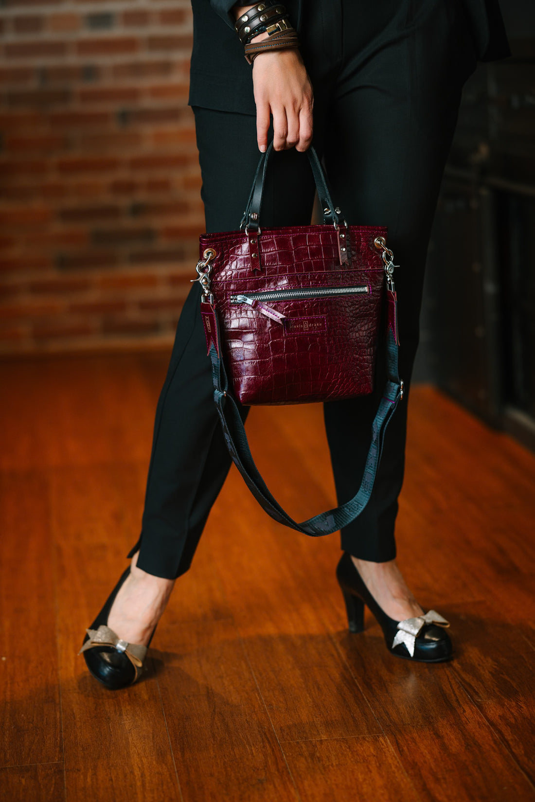 Autumn Reverie Collection | Amika Satchel + Crossbody | Plum Croc