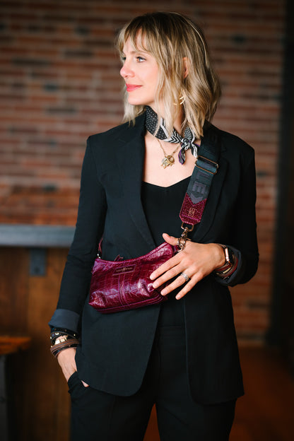 Autumn Reverie Collection | Penelope Crossbody | Plum Croc