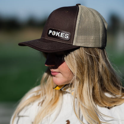 Steamboat Collection | Pokes Trucker Hat | Brown + White