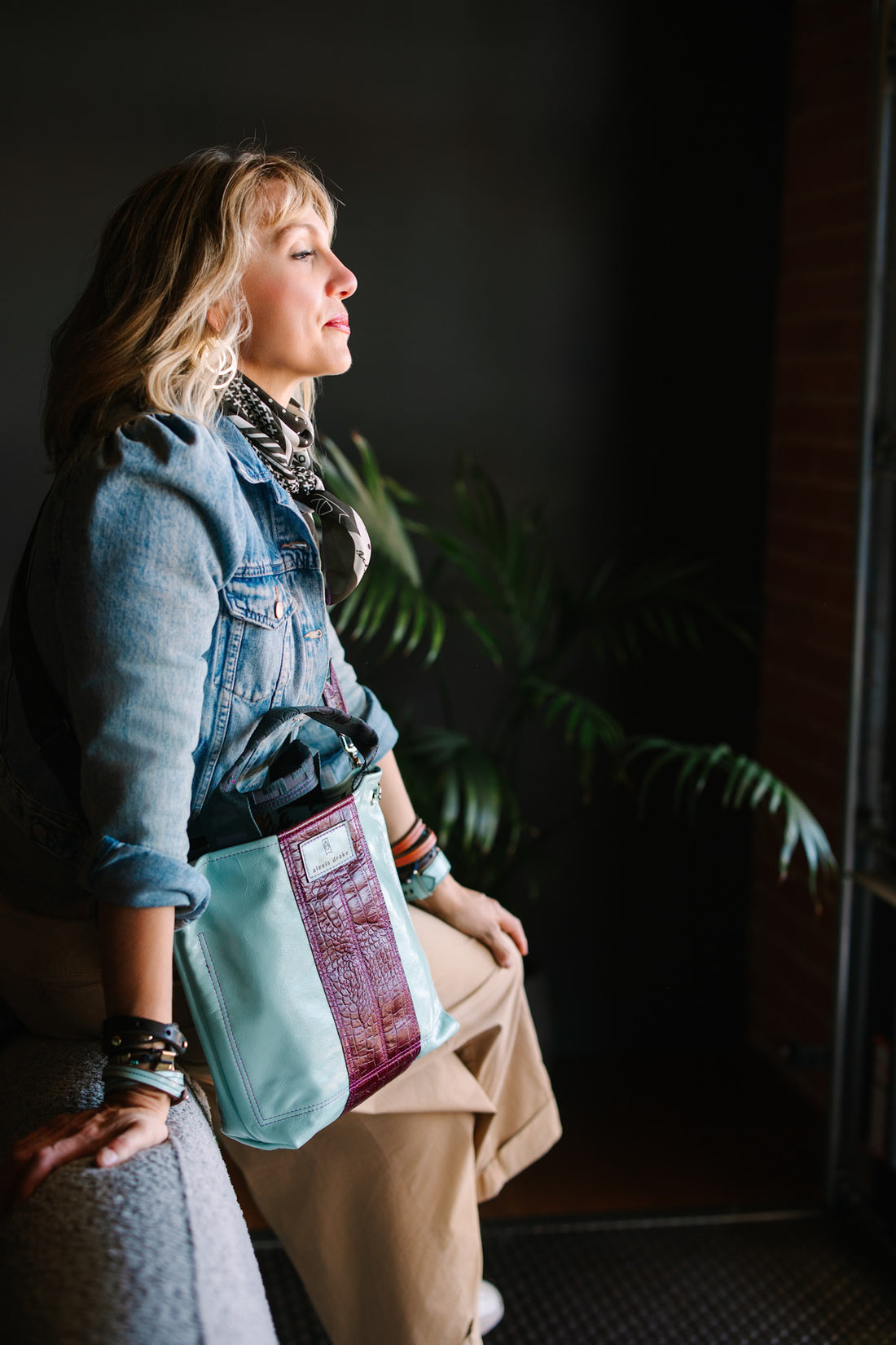 Autumn Reverie Collection | Tivoli Shoulder Tote | Ice Box Blue + Plum Croc