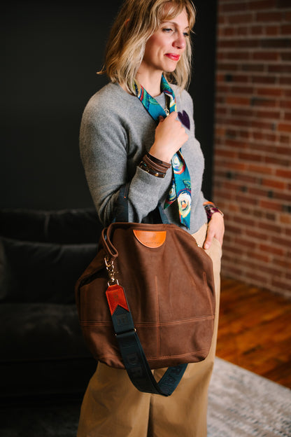 Autumn Reverie Collection | Lexington Shoulder Tote | Mocha Suede