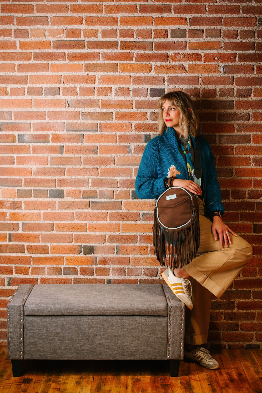 Autumn Reverie Collection | Flicka Crossbody | Mocha Suede + Ice Box Blue