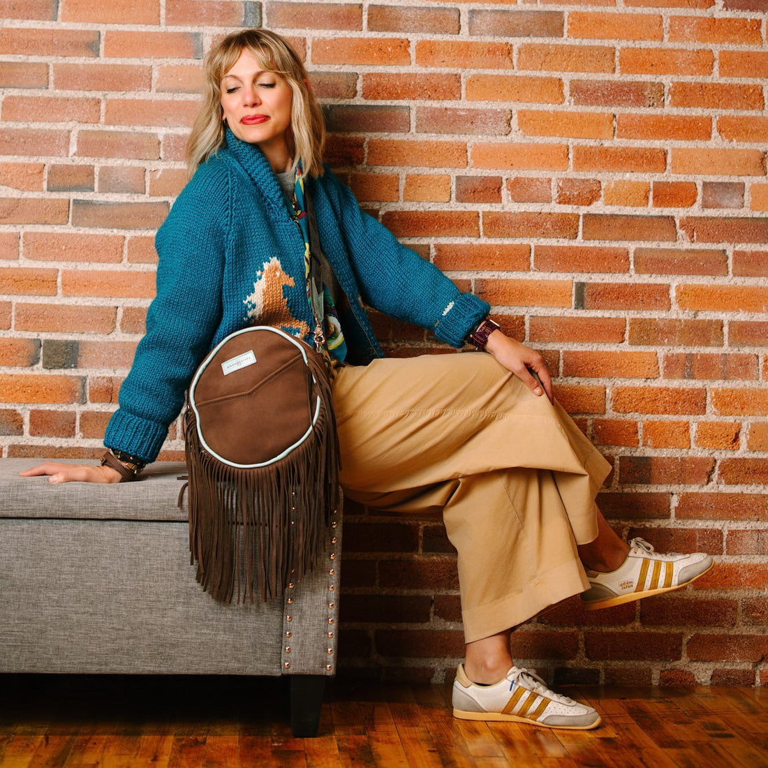 Autumn Reverie Collection | Flicka Crossbody | Mocha Suede + Ice Box Blue