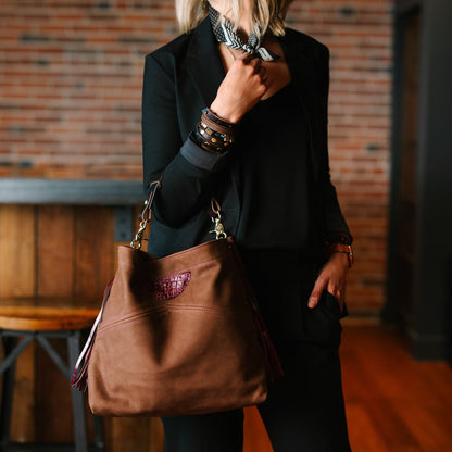 Autumn Reverie Collection | Eleanor Shoulder Tote | Mocha Suede