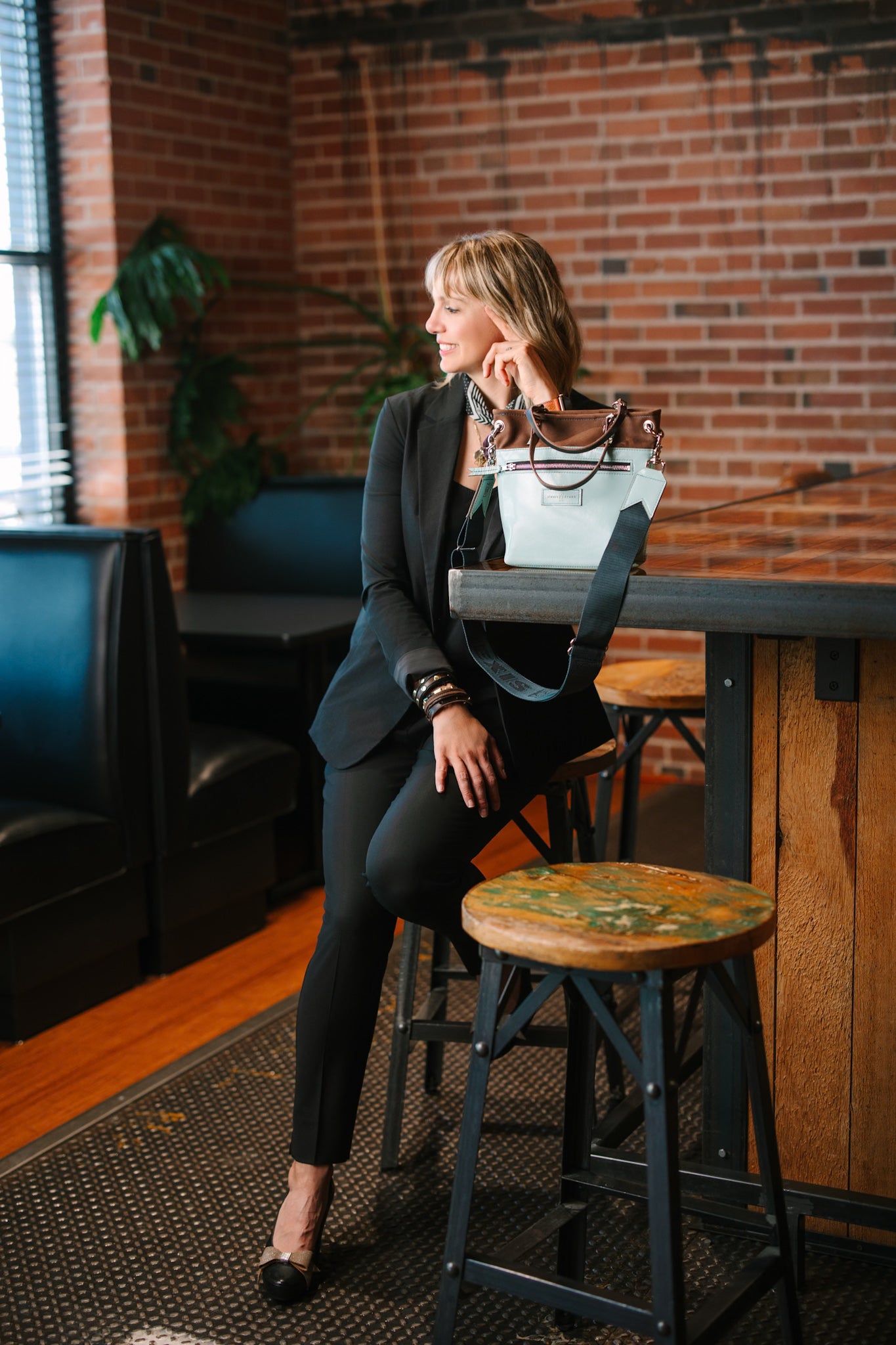 Autumn Reverie Collection | Amika Satchel + Crossbody | Mocha Suede + Ice Box Blue
