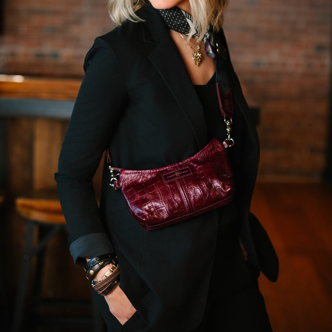 Autumn Reverie Collection | Penelope Crossbody | Plum Croc