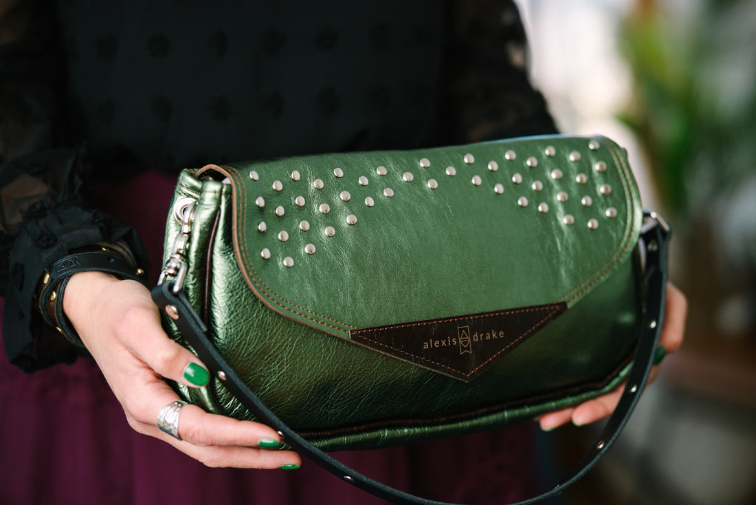 Midnight in Paris Collection | Adri Shoulder Tote | Emerald