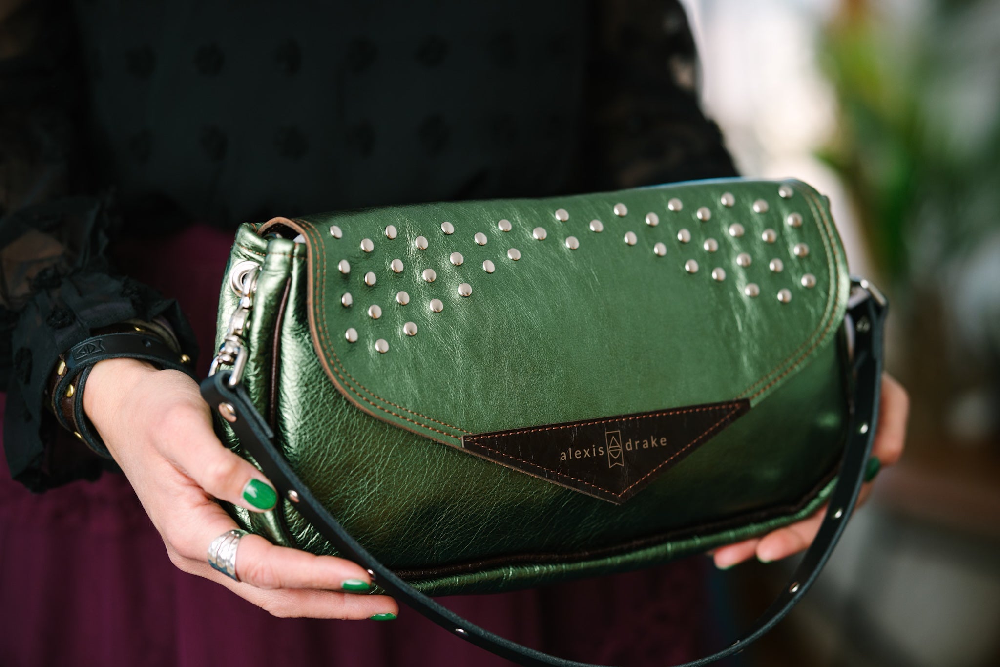 Midnight in Paris Collection | Adri Shoulder Tote | Emerald