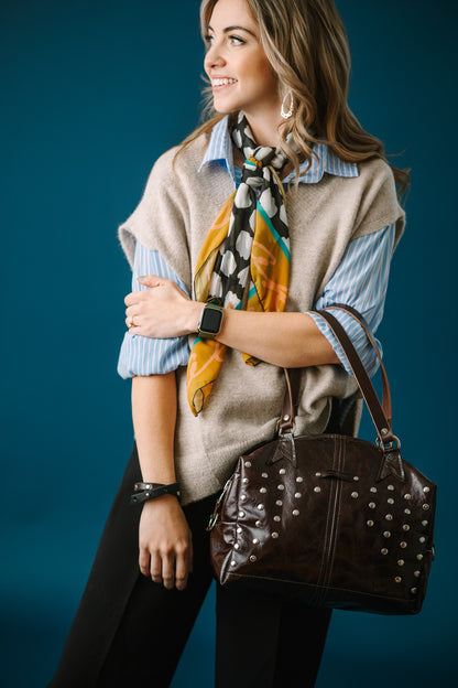 Midnight in Paris Collection | Ruthie Satchel + Shoulder Tote | Chocolate Truffle