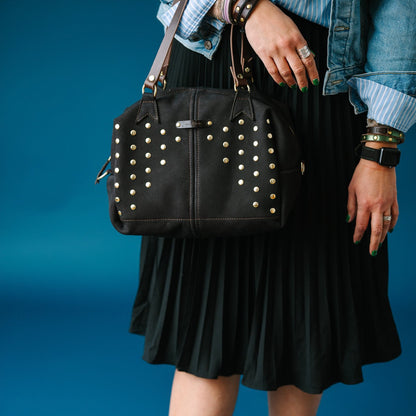 Midnight in Paris Collection | Ruthie Satchel + Shoulder Tote | Noir Suede