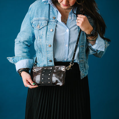 Midnight in Paris Collection | Belt Bag Clutch + Crossbody | Chocolate Truffle + Noir Suede