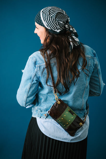 Midnight in Paris Collection | Belt Bag Clutch + Crossbody | Chocolate Truffle + Emerald