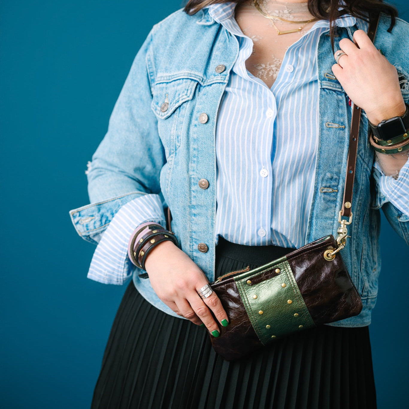 Midnight in Paris Collection | Belt Bag Clutch + Crossbody | Chocolate Truffle + Emerald