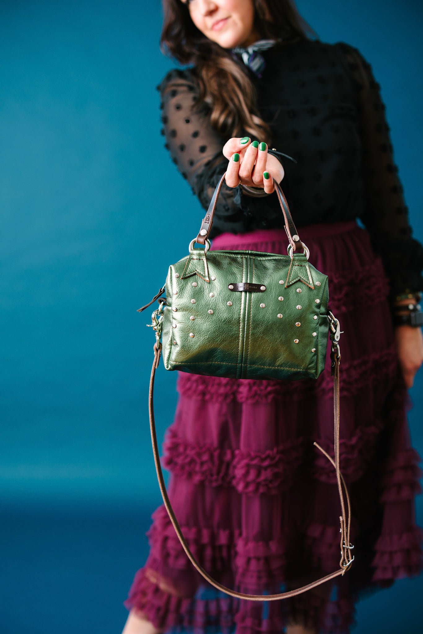 Midnight in Paris Collection | Dolly Satchel + Crossbody | Emerald