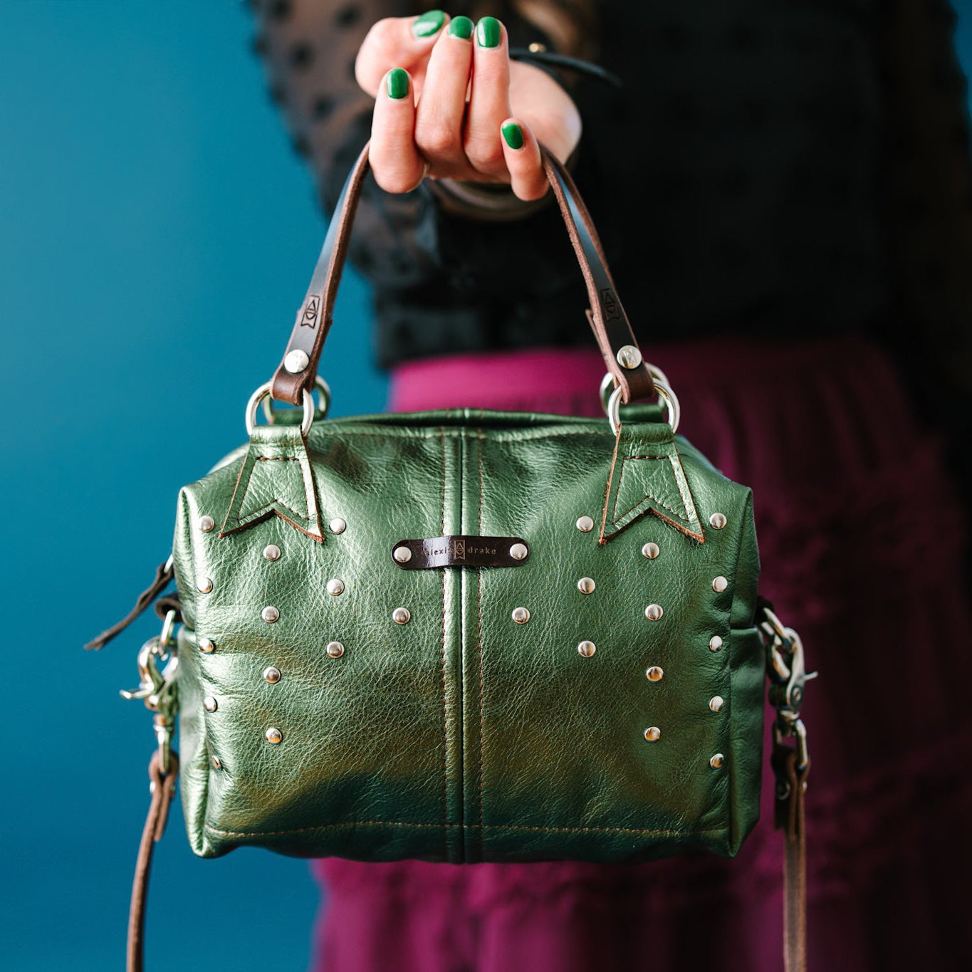Midnight in Paris Collection | Dolly Satchel + Crossbody | Emerald