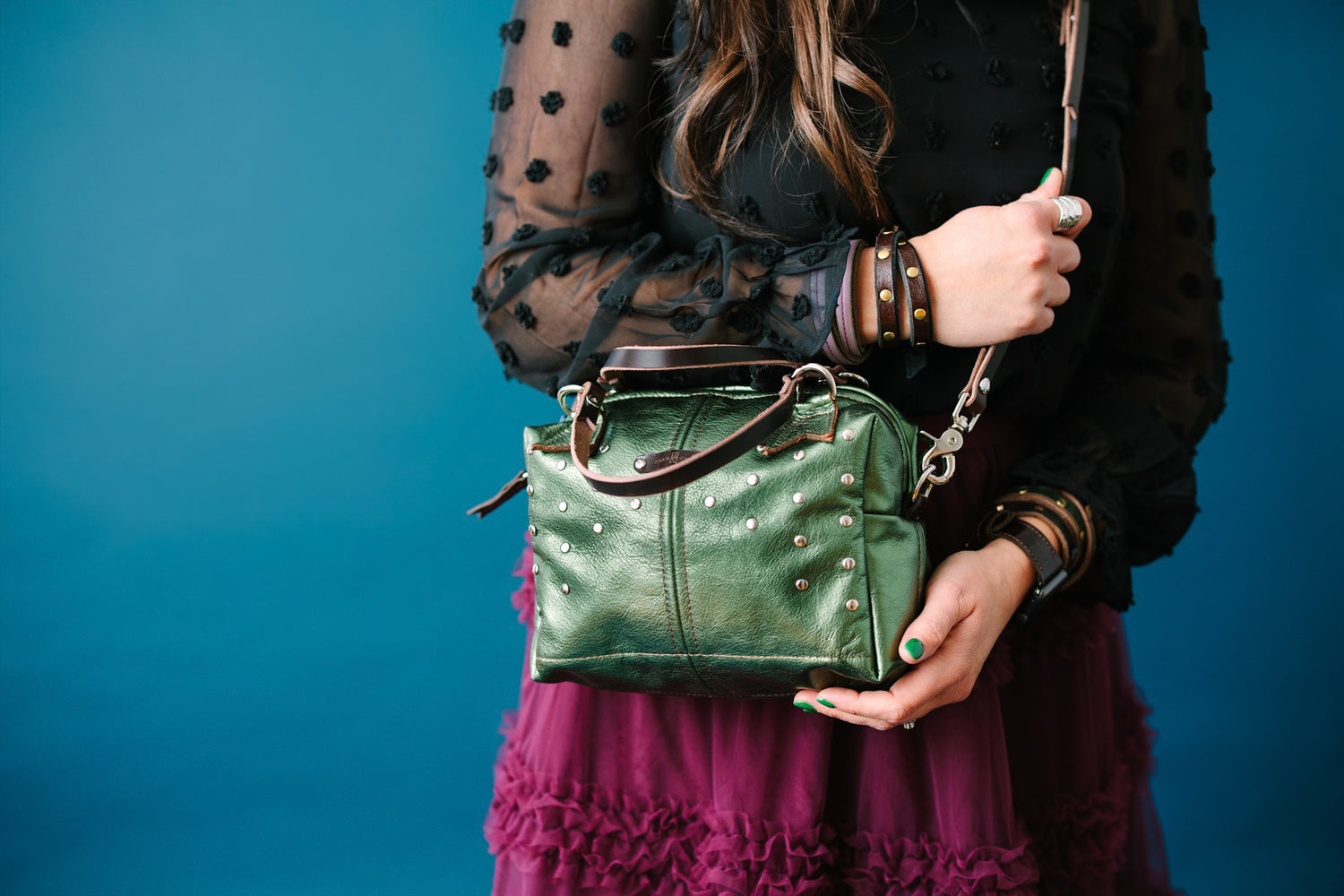 Midnight in Paris Collection | Dolly Satchel + Crossbody | Emerald