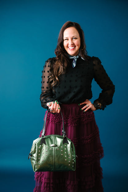 Midnight in Paris Collection | Ruthie Satchel + Shoulder Tote | Emerald