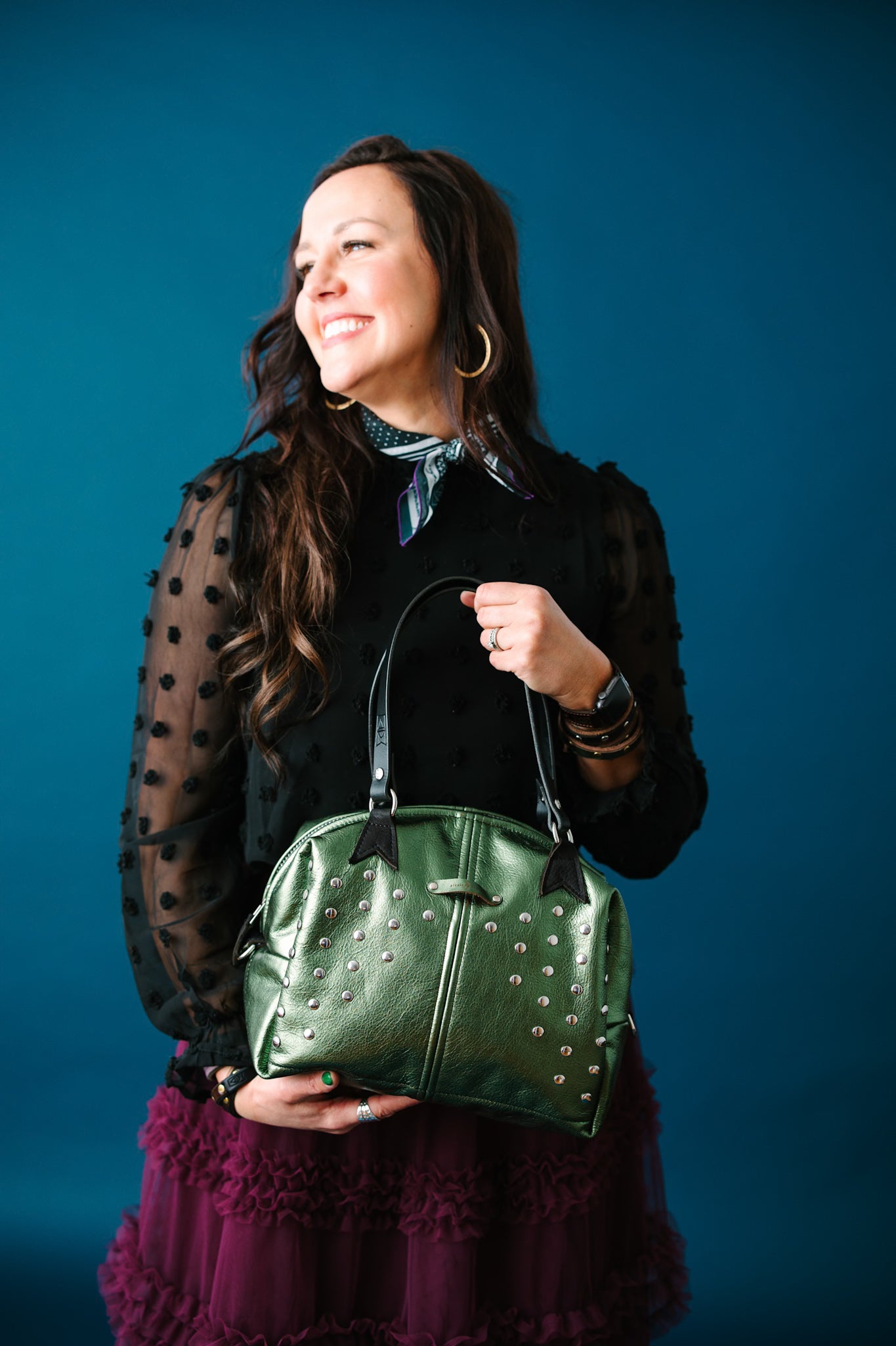 Midnight in Paris Collection | Ruthie Satchel + Shoulder Tote | Emerald