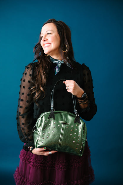Midnight in Paris Collection | Ruthie Satchel + Shoulder Tote | Emerald