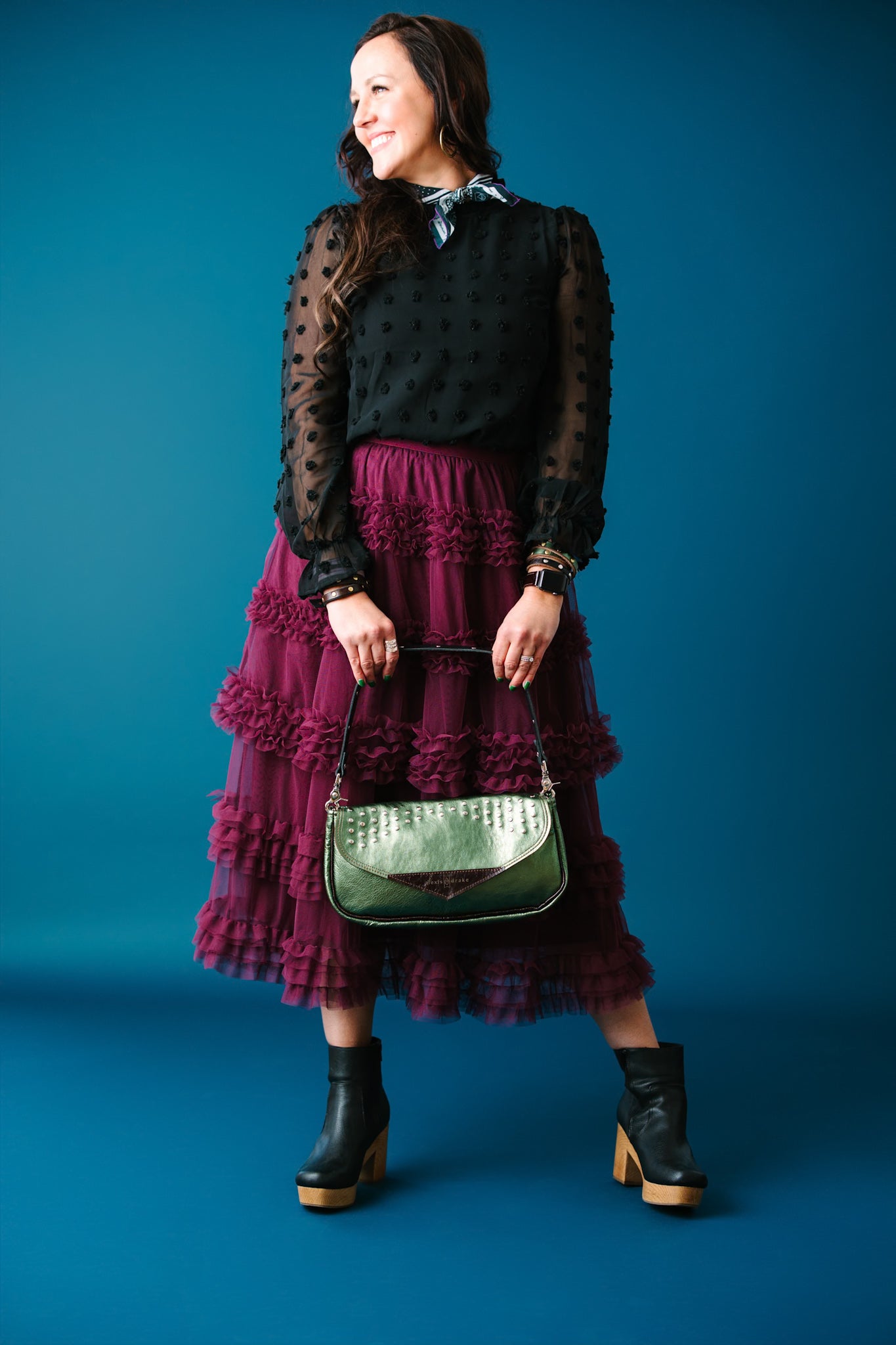 Midnight in Paris Collection | Adri Shoulder Tote | Emerald